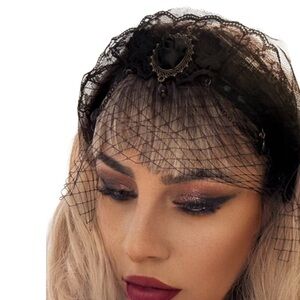 Gothic Nosferatu Black Lace Headband